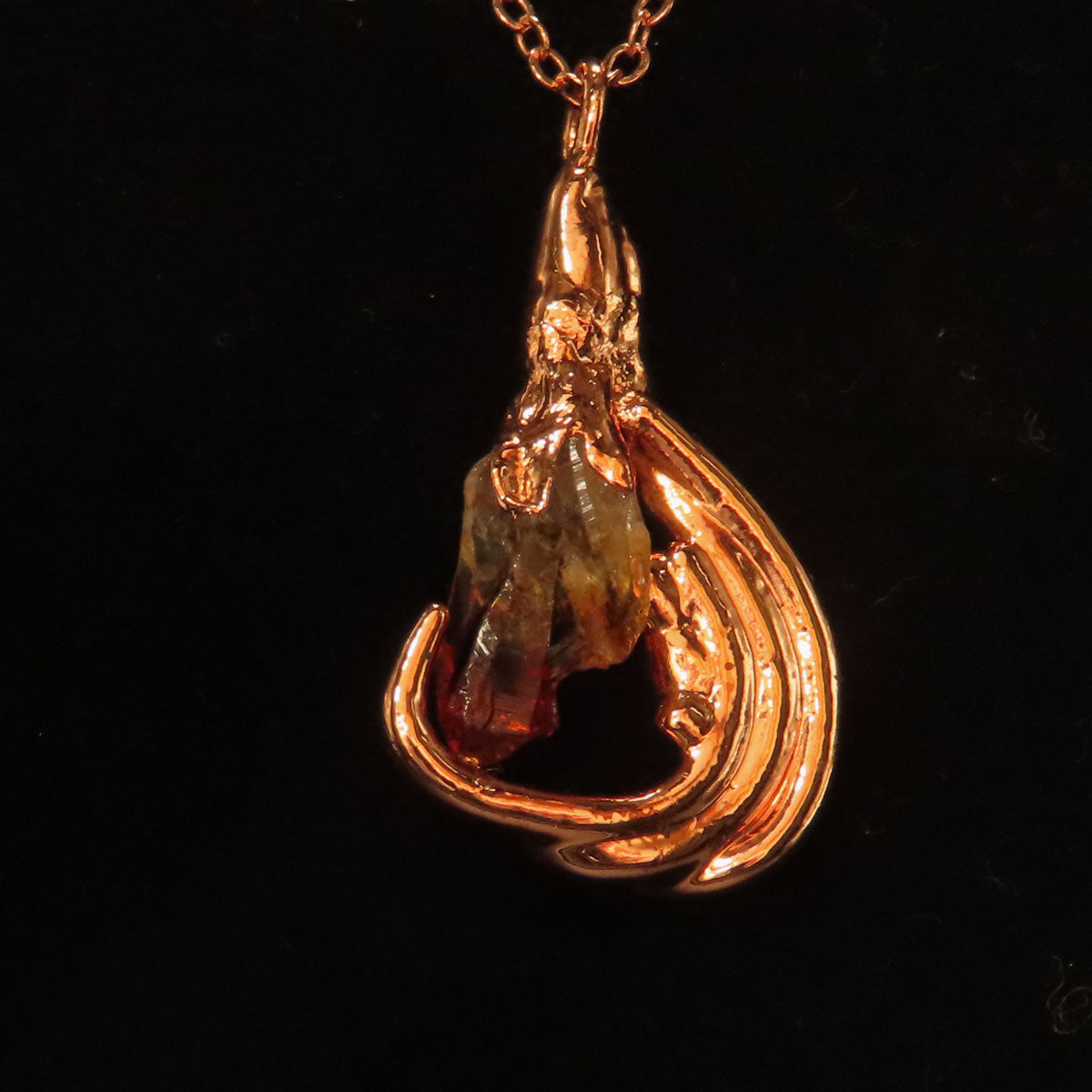 Citrine & Roots Electroformed Pendant